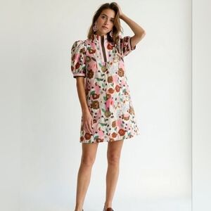 Rosa Clothing Gardenia Floral Print Puffy Sleeve Dress